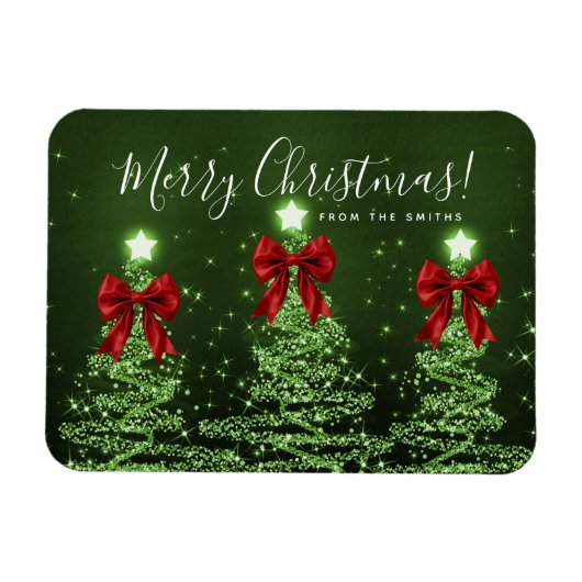 Grüne Weihnachtsbäume Gruß Rot  Magnet (Horizontal)