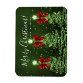 Grüne Weihnachtsbäume Gruß Rot  Magnet (Vertikal)