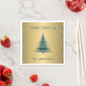 Grüne Weihnachtsbaume Individuelle Name Goldfolie Serviette (Beispiel)