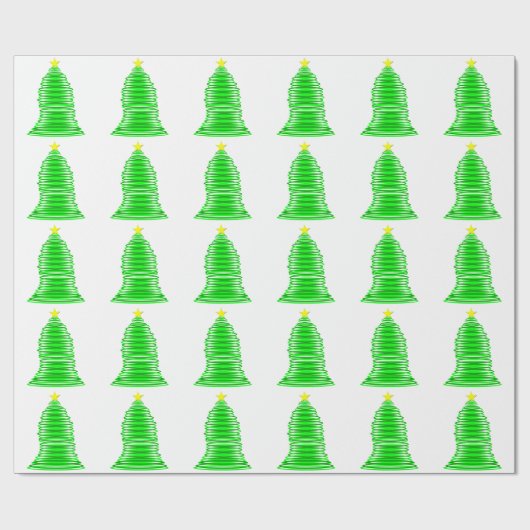 Grüne Weihnachtsbaume mit Star Wrapping Paper Geschenkpapier (Flach)
