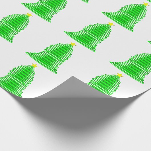 Grüne Weihnachtsbaume mit Star Wrapping Paper Geschenkpapier (Ecke)