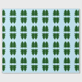Grüne Weihnachtsbäume Pastellblau Wrapping Paper Geschenkpapier (Flach)