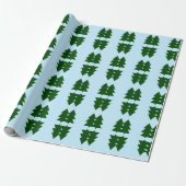 Grüne Weihnachtsbäume Pastellblau Wrapping Paper Geschenkpapier (Ungerollt)