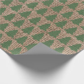 Grüne Weihnachtsbäume - Tan Burlap Textur Geschenkpapier (Ecke)