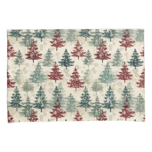 Grüne Weihnachtsbäume Wasserfarbe Grunge Maroon Kissenbezug (Vorderseite-Rechts)