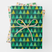 Grüne Weihnachtsbäume, Weihnachtsbeleuchtung und G Geschenkpapier Set (Beispiel)