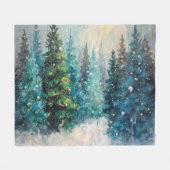 Grüne Weihnachtsbäume Winterwald Fleecedecke (Vorderseite (Horizontal))