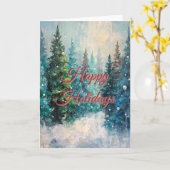 Grüne Weihnachtsbäume Winterwald Karte (Gelbe Blume)