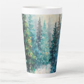 Grüne Weihnachtsbäume Winterwald Milchtasse (Vorderseite)