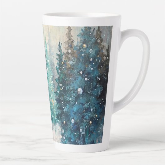 Grüne Weihnachtsbäume Winterwald Milchtasse (Rechts)