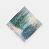 Grüne Weihnachtsbäume Winterwald Serviette (Ecke)
