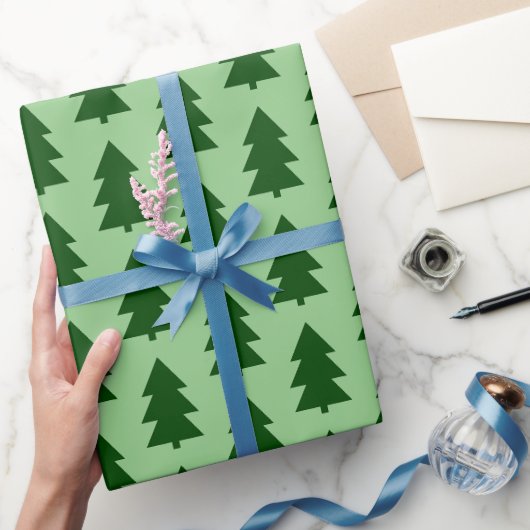 Grüne Weihnachtsbäume Wrackpapier Geschenkpapier (Schenken)