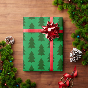 Grüne Weihnachtsbäume Wrackpapier Geschenkpapier