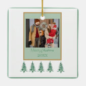 Grüne Weihnachtsbaumen 1-Foto-Rahmen Keramikornament (Rückseite)
