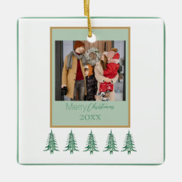 Grüne Weihnachtsbaumen 1-Foto-Rahmen Keramikornament