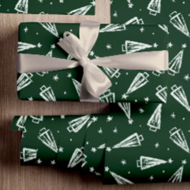 Grüne Weihnachtsbaumen Geschenkpapier