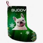 Grüne Weihnachtsbaumen Hunde Foto Kleiner Weihnachtsstrumpf (Vorderseite)