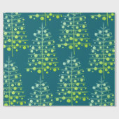 Grüne Weihnachtsbaumen Laden Ornamente Aquamarin B Geschenkpapier (Flach)