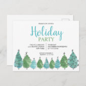 Grüne Weihnachtsbaumen Party Einladung Postkarte (Vorne/Hinten)