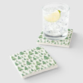 Grüne Weihnachtsbaumen Steinuntersetzer (Seitenansicht)