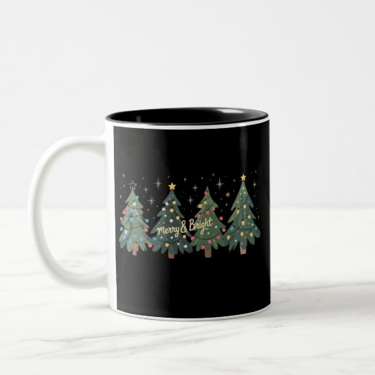 Grüne Weihnachtsbaumen Weihnachten Zweifarbige Tasse (Links)
