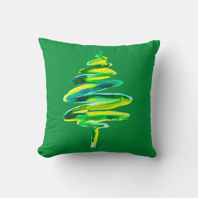 Grüne Weihnachtsbaumfarbe Kissen (Vorderseite)