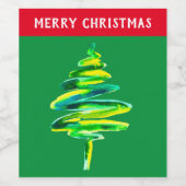 Grüne Weihnachtsbaumfarbe Weinetikett (Einzelnes Label)