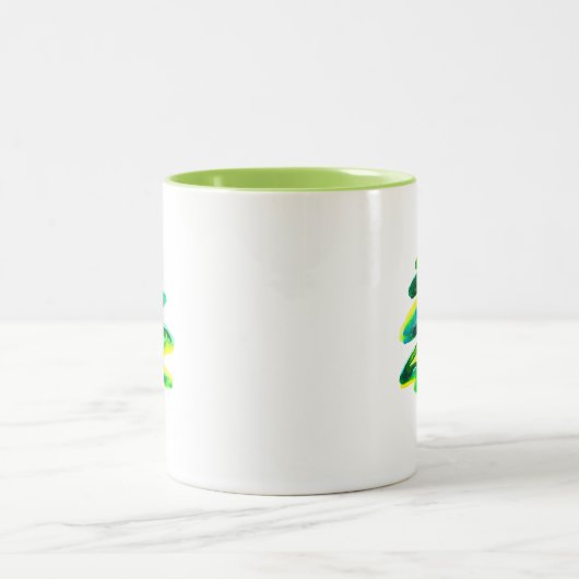 Grüne Weihnachtsbaumfarbe Zweifarbige Tasse (Mittel)