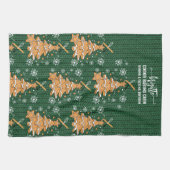 Grüne Weihnachtsbaumkost Backen Crew Schneeflocken Geschirrtuch (Horizontal)