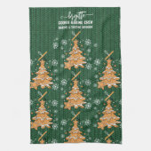 Grüne Weihnachtsbaumkost Backen Crew Schneeflocken Geschirrtuch (Vertikal)