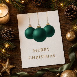 Grüne Weihnachtsbaumkugeln Feiertags-Grußkarte Feiertagskarte