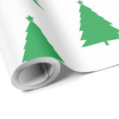 Grüne Weihnachtsbaummuster auf Weiß Geschenkpapier (Rolleneckpunkt)