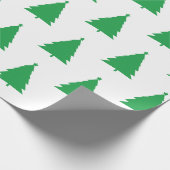 Grüne Weihnachtsbaummuster auf Weiß Geschenkpapier (Ecke)