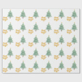 Grüne Weihnachtsbaummuster Geschenkpapier (Flach)