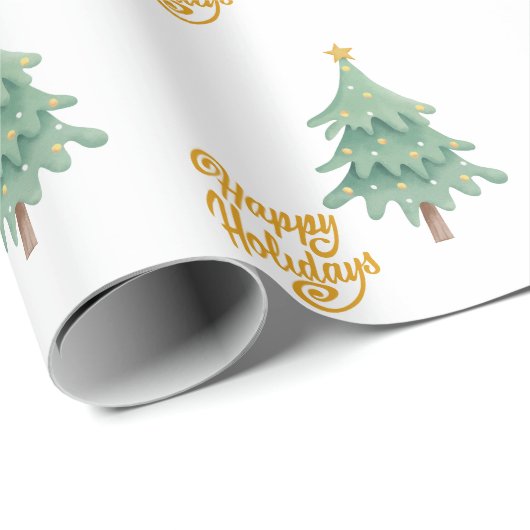 Grüne Weihnachtsbaummuster Geschenkpapier (Rolleneckpunkt)