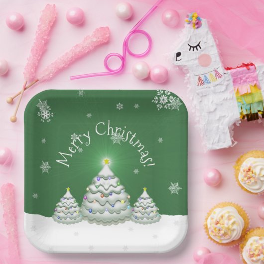 Grüne Weihnachtsbaumplatte Pappteller (Party)