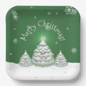 Grüne Weihnachtsbaumplatte Pappteller (Vorderseite)