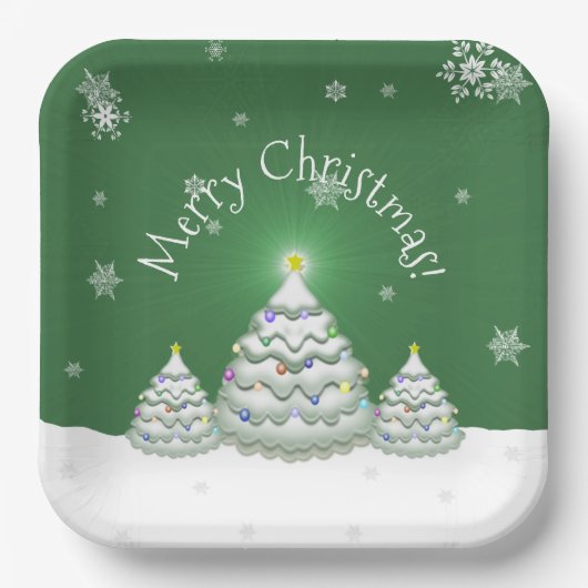 Grüne Weihnachtsbaumplatte Pappteller (Vorderseite)