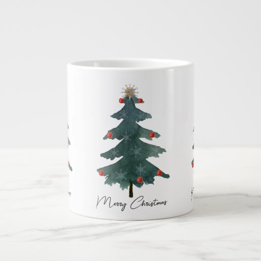Grüne Weihnachtsbaumschmuck Frohe Weihnachten Jumbo-Tasse (Vorderseite)