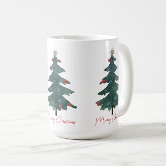 Grüne Weihnachtsbaumschmuck Frohe Weihnachten Kaffeetasse (VorderseiteRechts)