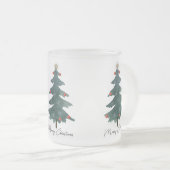 Grüne Weihnachtsbaumschmuck Frohe Weihnachten Mattglastasse (VorderseiteRechts)
