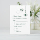 Grüne Weihnachtsbaumschmuck Winterhochzeit RSVP Karte (Stehend Vorderseite)
