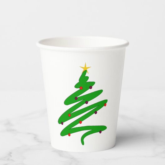 Grüne Weihnachtsbaumtage Pappbecher (Rückseite)