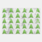 Grüne Weihnachtsbaumwrapping Paper Sheets Geschenkpapier Set (Vorderseite)