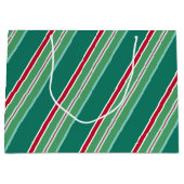 Grüne Weihnachtscreme Streifen Große Geschenktasch Geschenktüte (Vorderseite)