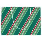 Grüne Weihnachtscreme Streifen Große Geschenktasch Geschenktüte (Rückseite)