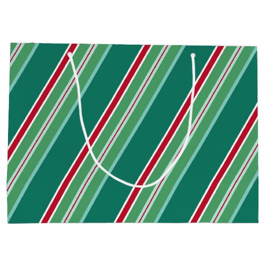 Grüne Weihnachtscreme Streifen Große Geschenktasch Große Geschenktüte (Rückseite)