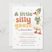 Grüne Weihnachtsdusche Albern Gänse Einladung (Vorderseite)