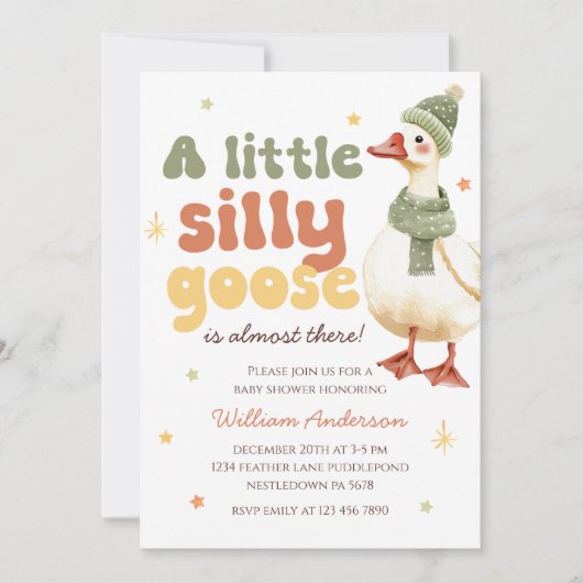 Grüne Weihnachtsdusche Albern Gänse Einladung (Vorderseite)