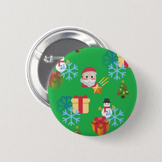 Grüne Weihnachtsemoji Button (Vorne & Hinten)